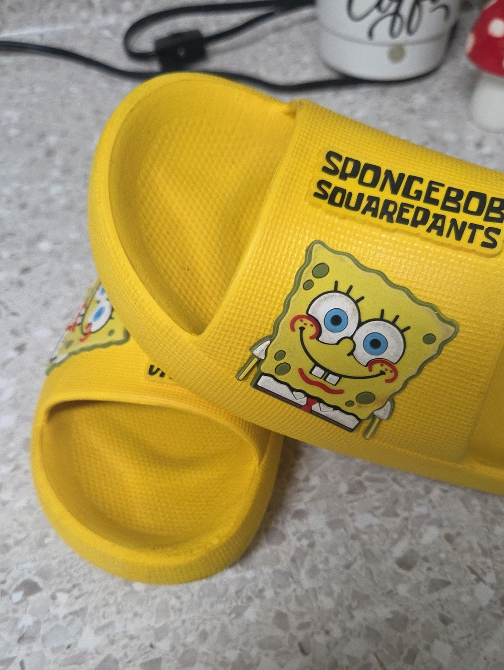 SpongeBob Squarepants Yellow Kids Slide Sandals with Character Print